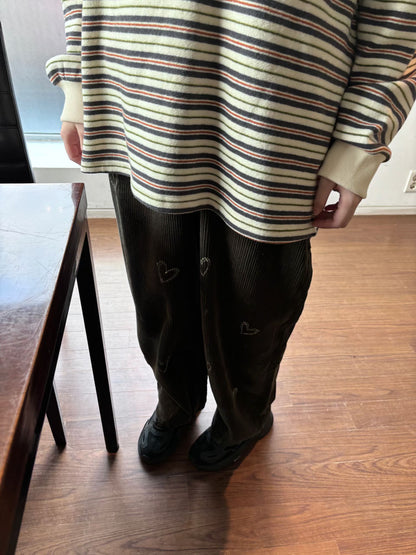 Vintage Stripe Polo Top – Korean Casual Fit