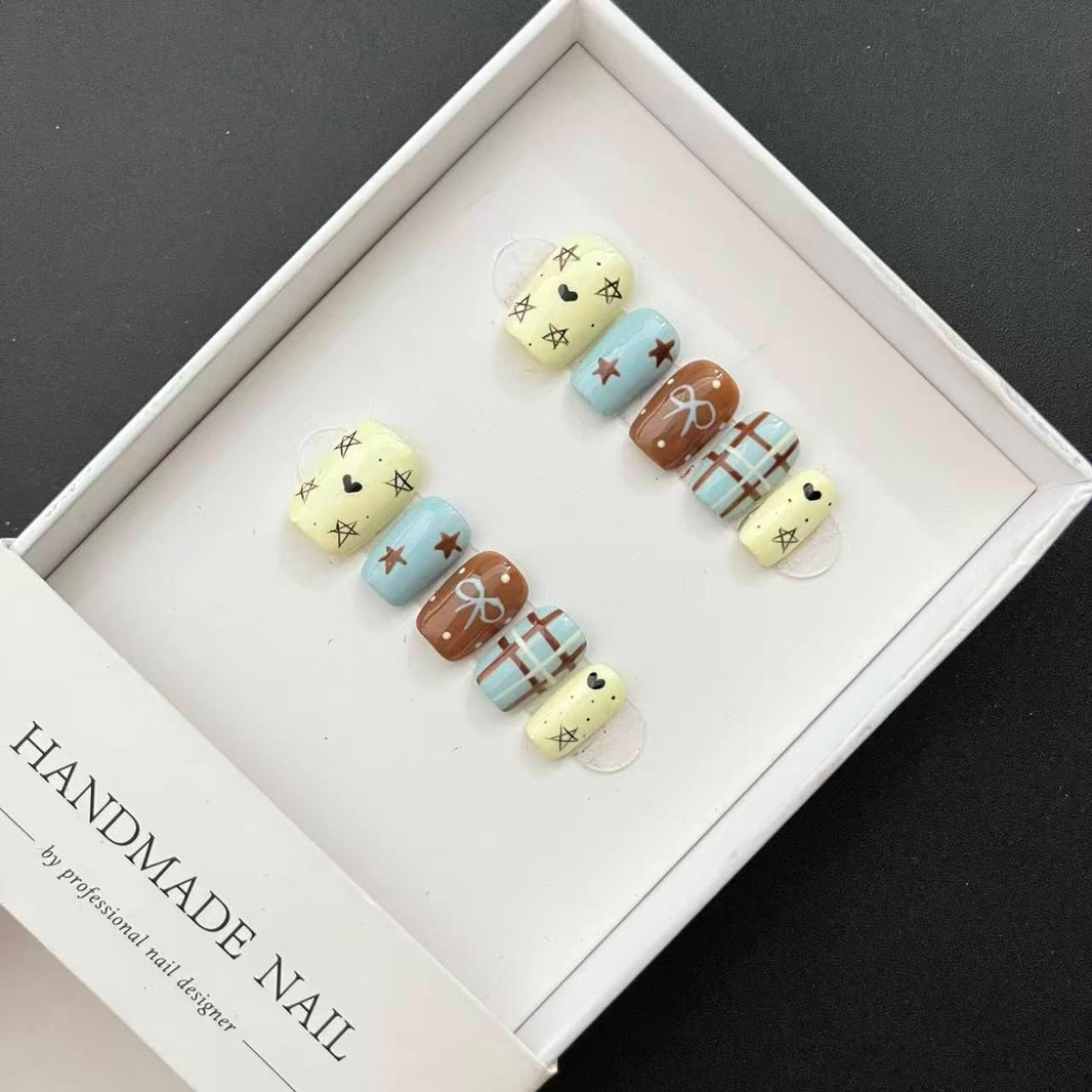 All-in-One Press-On Nail Kit – Pastel Star Kawaii