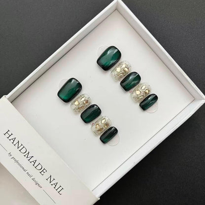 All-in-One Press-On Nail Kit – Emerald Gold