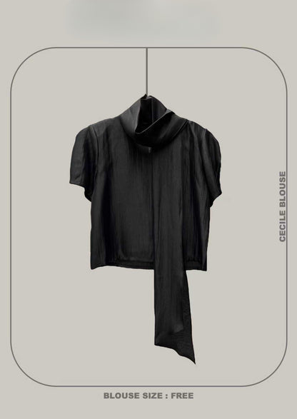 Cecile Draped Blouse – Black
