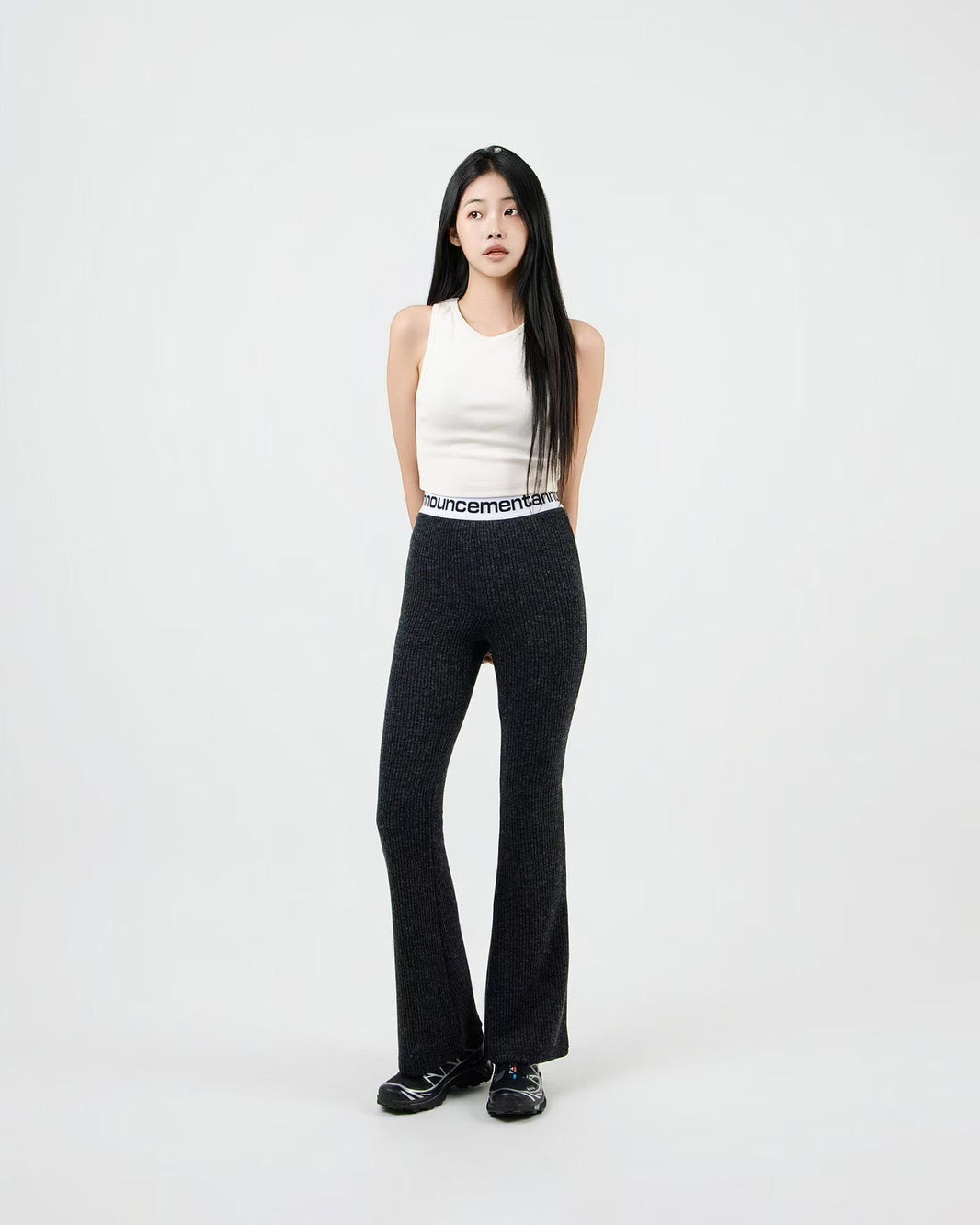 Rib Knit Flared Legging Broek | High Waist Dames | MyKStyle
