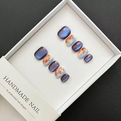 All - in - One Press - On Nail Kit - Aurora Marble Chrome - Mykstyle