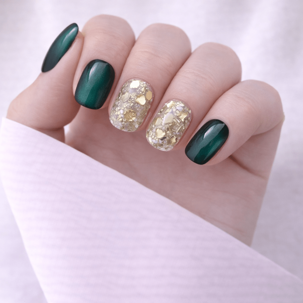 All - in - One Press - On Nail Kit – Emerald Gold - Mykstyle