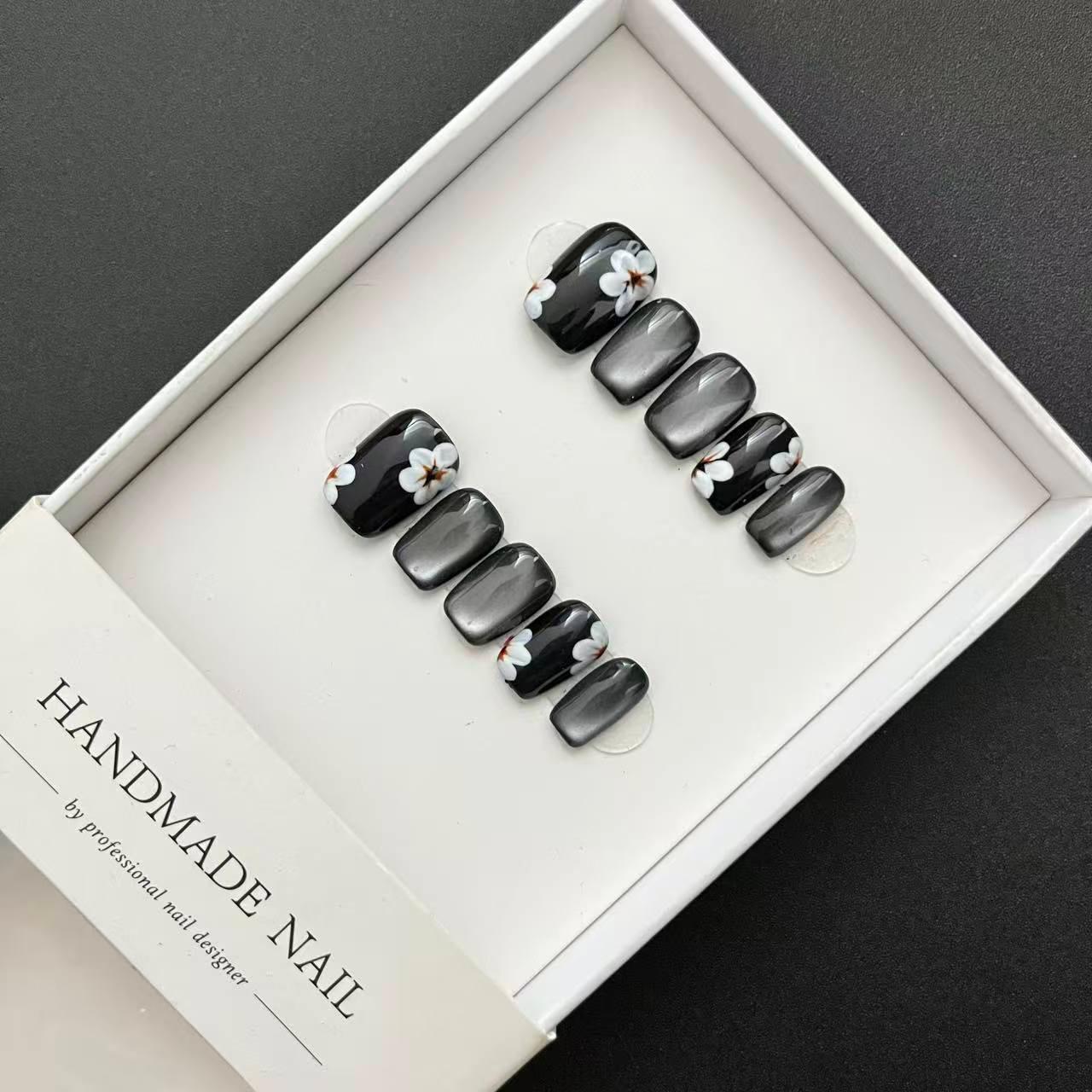 All - in - One Press - On Nail Kit – Midnight Bloom Chrome - Mykstyle