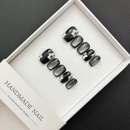 All - in - One Press - On Nail Kit – Midnight Bloom Chrome - Mykstyle