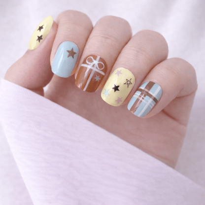 All - in - One Press - On Nail Kit – Pastel Star Kawaii - Mykstyle