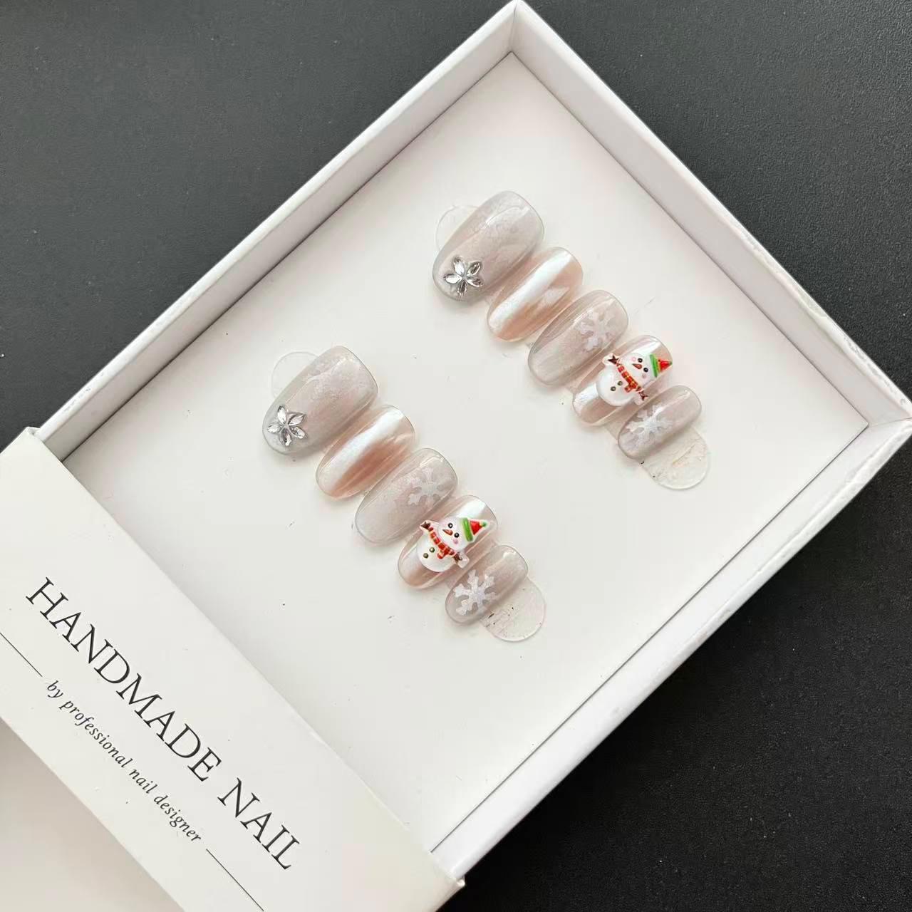 All - in - One Press - On Nail Kit – Snowkiss Pearl Winter - Mykstyle