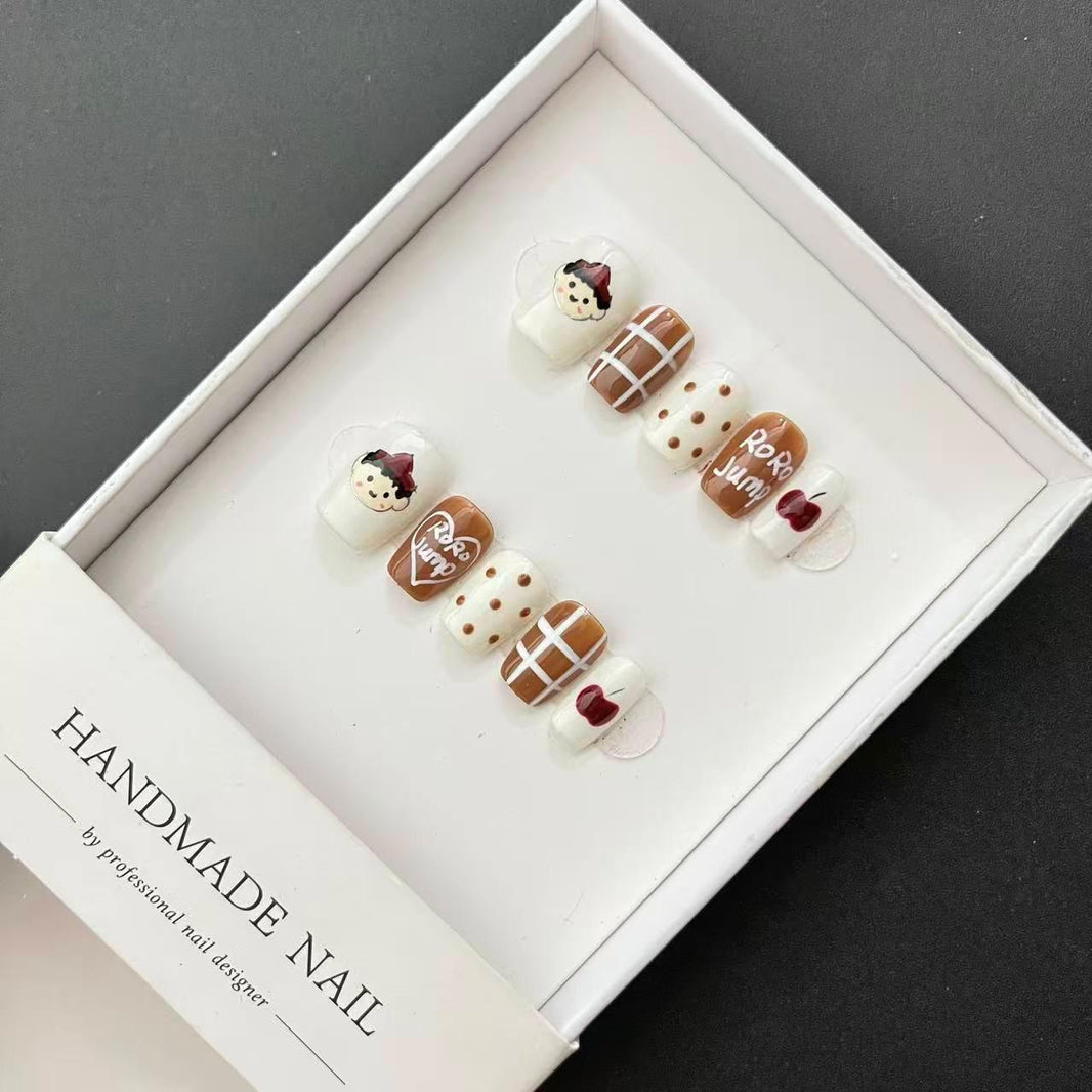 All - in - One Press - On Nail Kit - Sweet Choco Kawaii - Mykstyle