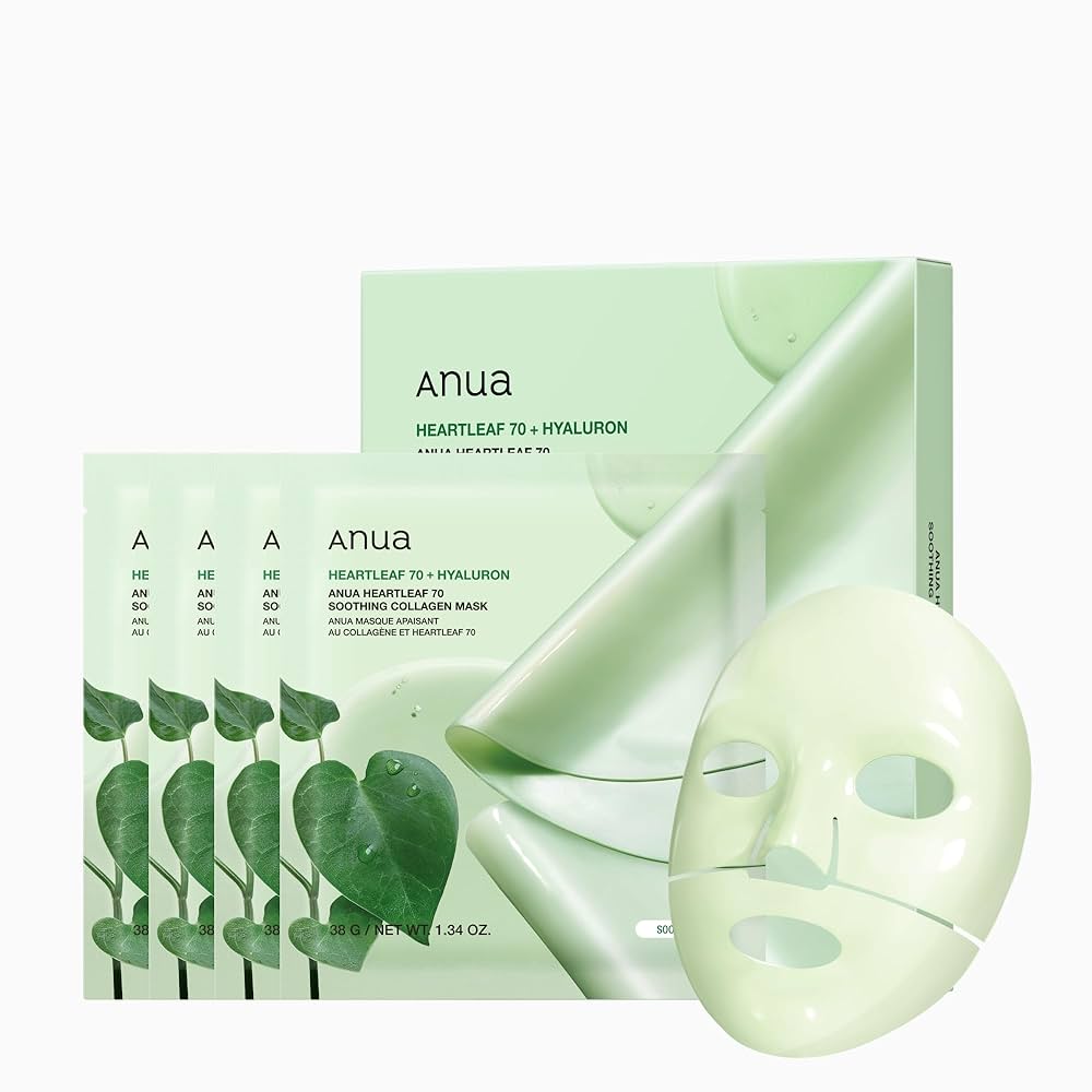 Anua – Heartleaf 70 Soothing Collagen Mask, 4pcs - 38g - Mykstyle