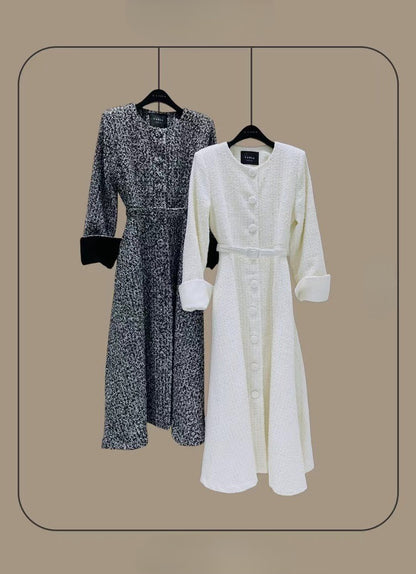 Elle Tweed Midi Jurk – Tijdloze Elegantie