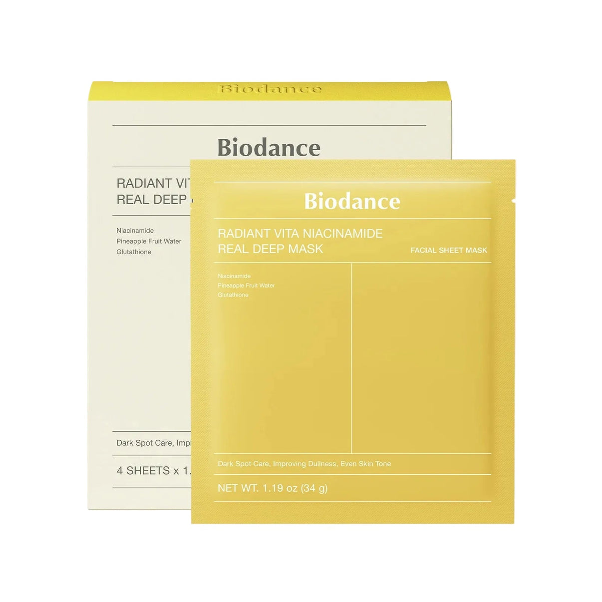 Biodance Radiant Vita Niacinamide Real Deep Mask 1x34g | Brightening Glow | MyKStyle - Mykstyle