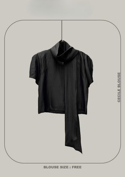 Cecile Draped Blouse – Black - Mykstyle