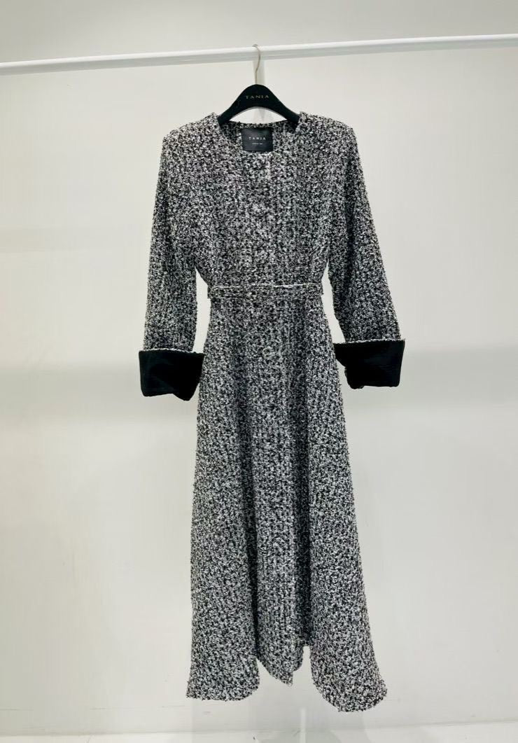 Elle Tweed Midi Jurk – Tijdloze Elegantie - Mykstyle