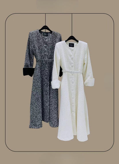 Elle Tweed Midi Jurk – Tijdloze Elegantie - Mykstyle