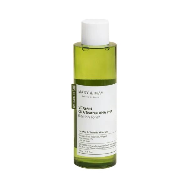 Mary & May Vegan CICA Tea Tree AHA·PHA Blemish Toner 200ml | Acne & Calming Care – MyKStyle - Mykstyle