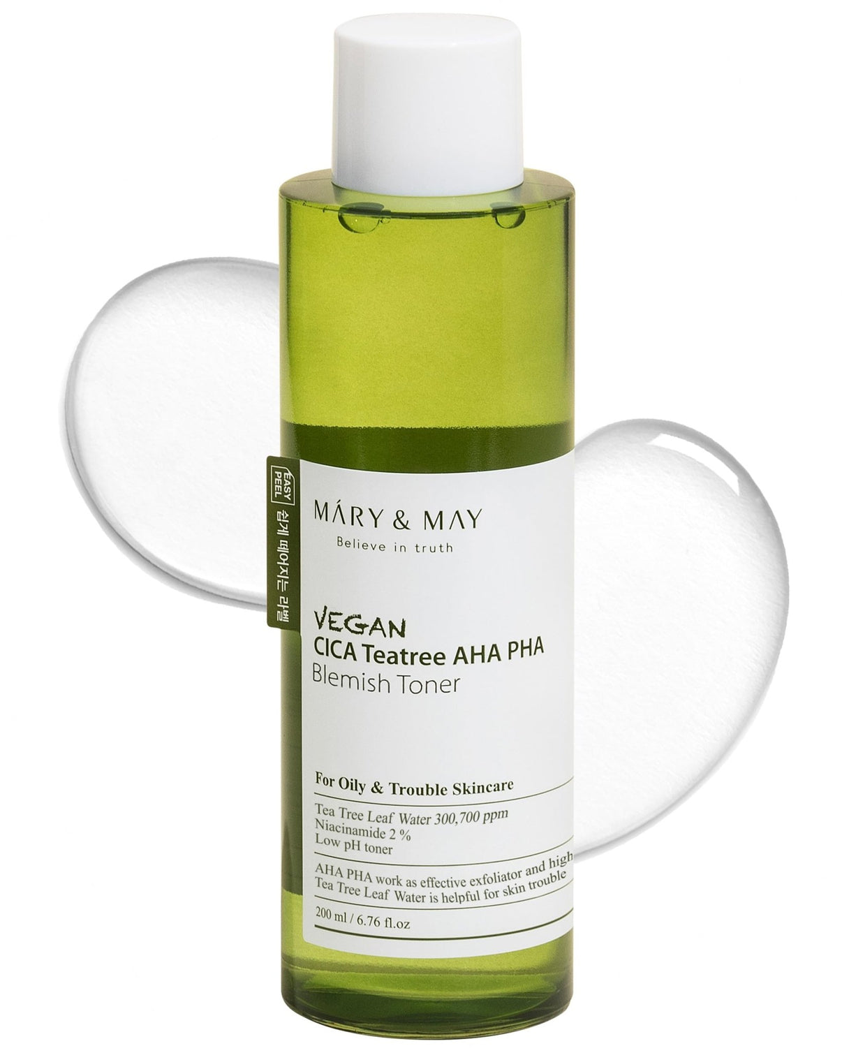 Mary & May Vegan CICA Tea Tree AHA·PHA Blemish Toner 200ml | Acne & Calming Care – MyKStyle - Mykstyle