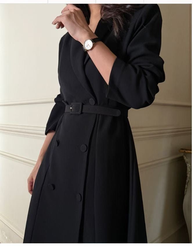 Maya Trench One-Piece Jurk – Zwart / Wine - Mykstyle