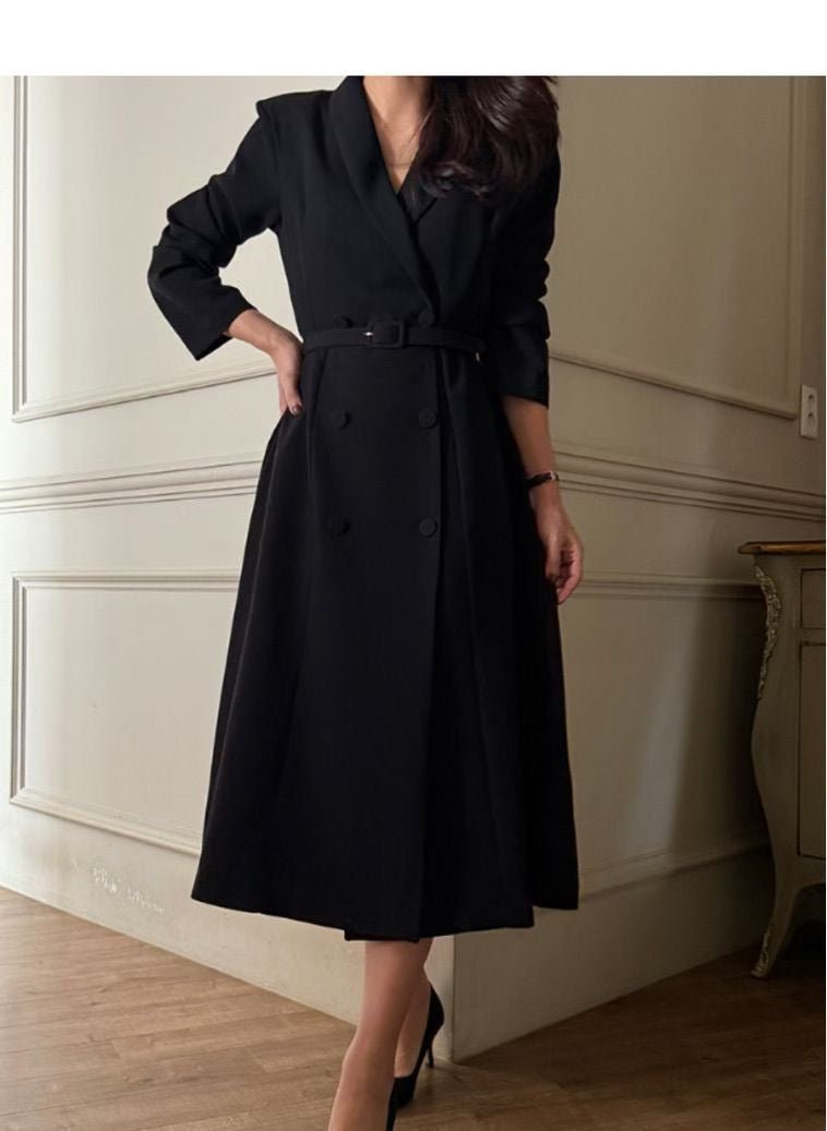 Maya Trench One-Piece Jurk – Zwart / Wine - Mykstyle