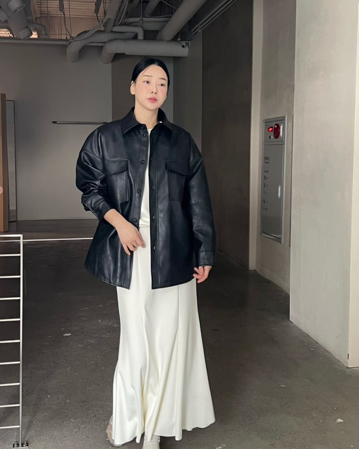 Minimal Leather Overshirt Jacket – Black - Mykstyle