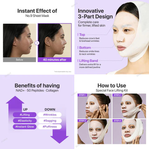 Numbuzin No.9 NAD+ Lifting Full Face Mask 4pcs | Firming & Anti-Aging – MyKStyle