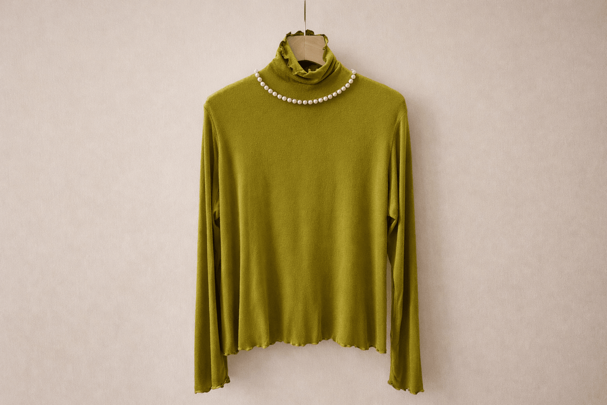 Pearl Mock Neck Soft Top – Korean Style - Mykstyle