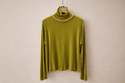 Pearl Mock Neck Soft Top – Korean Style - Mykstyle