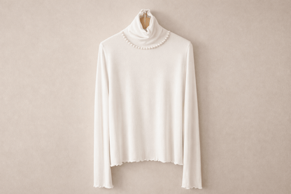 Pearl Mock Neck Soft Top – Korean Style - Mykstyle