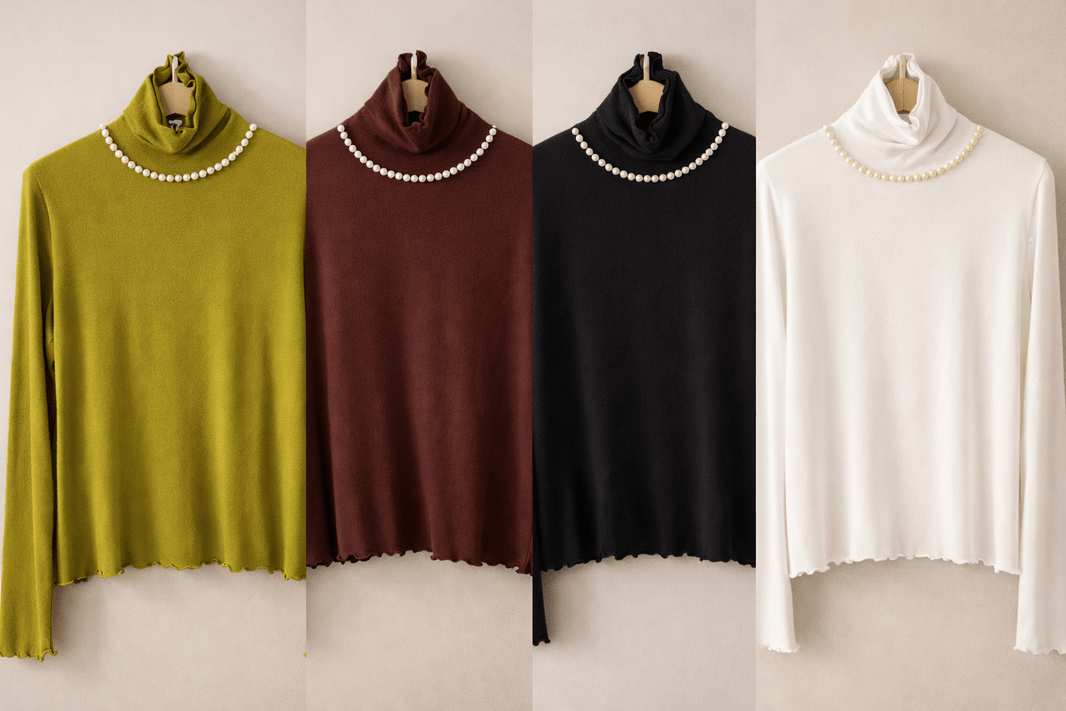 Pearl Mock Neck Soft Top – Korean Style - Mykstyle