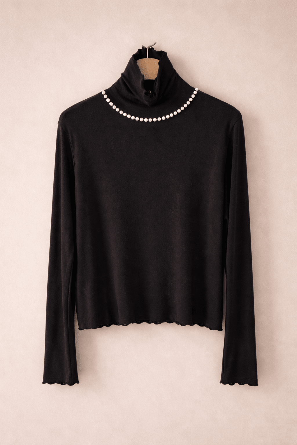 Pearl Mock Neck Soft Top – Korean Style - Mykstyle