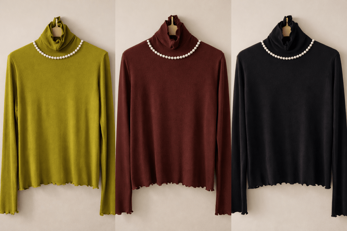 Pearl Mock Neck Soft Top – Korean Style - Mykstyle