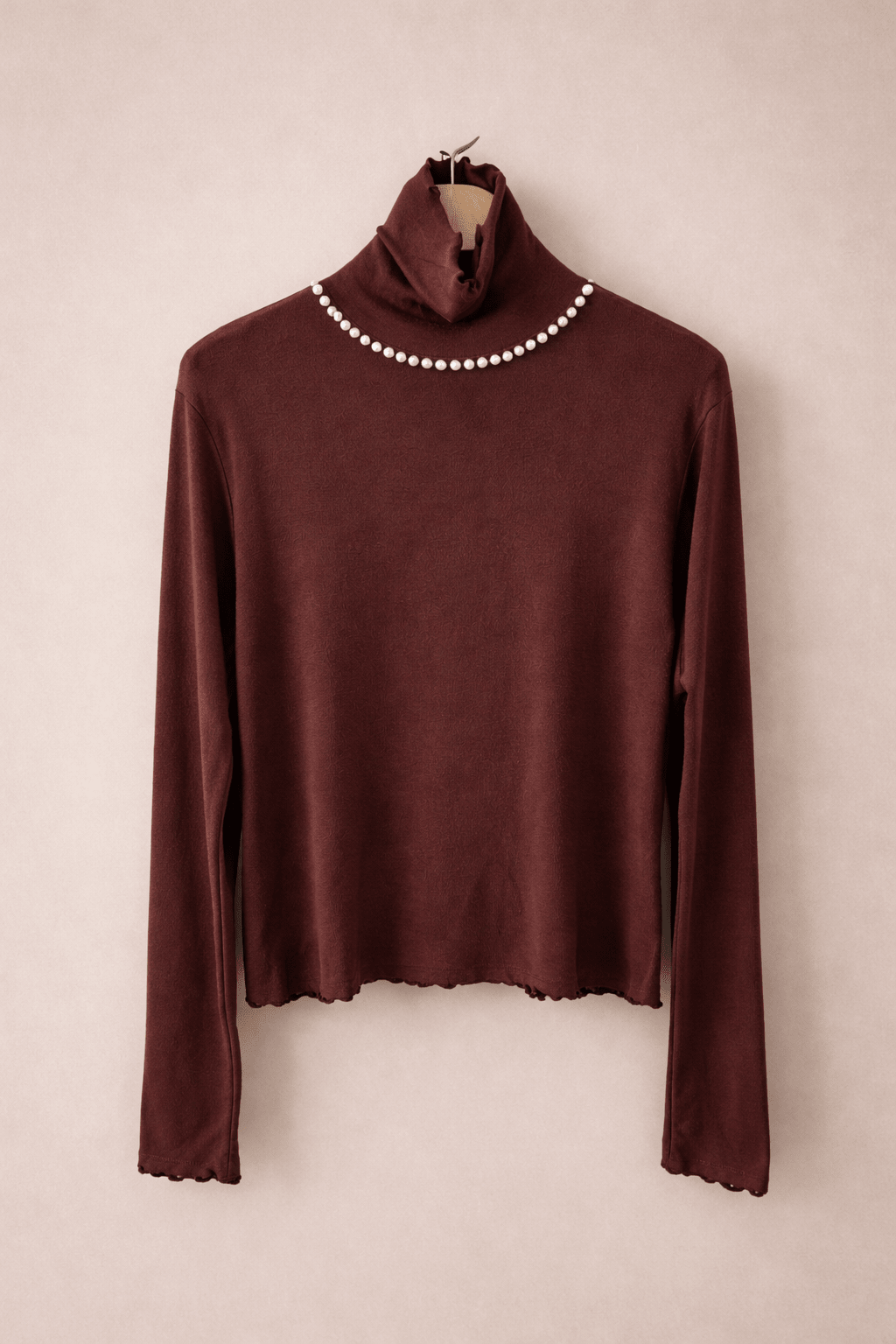 Pearl Mock Neck Soft Top – Korean Style - Mykstyle