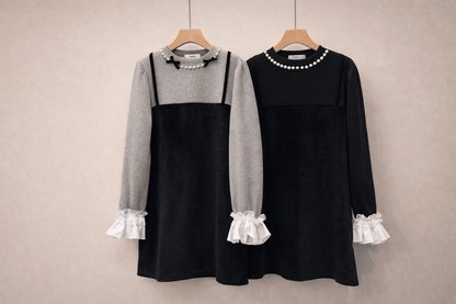 Pearl Velvet Mini Dress – Korean Boutique Style - Mykstyle