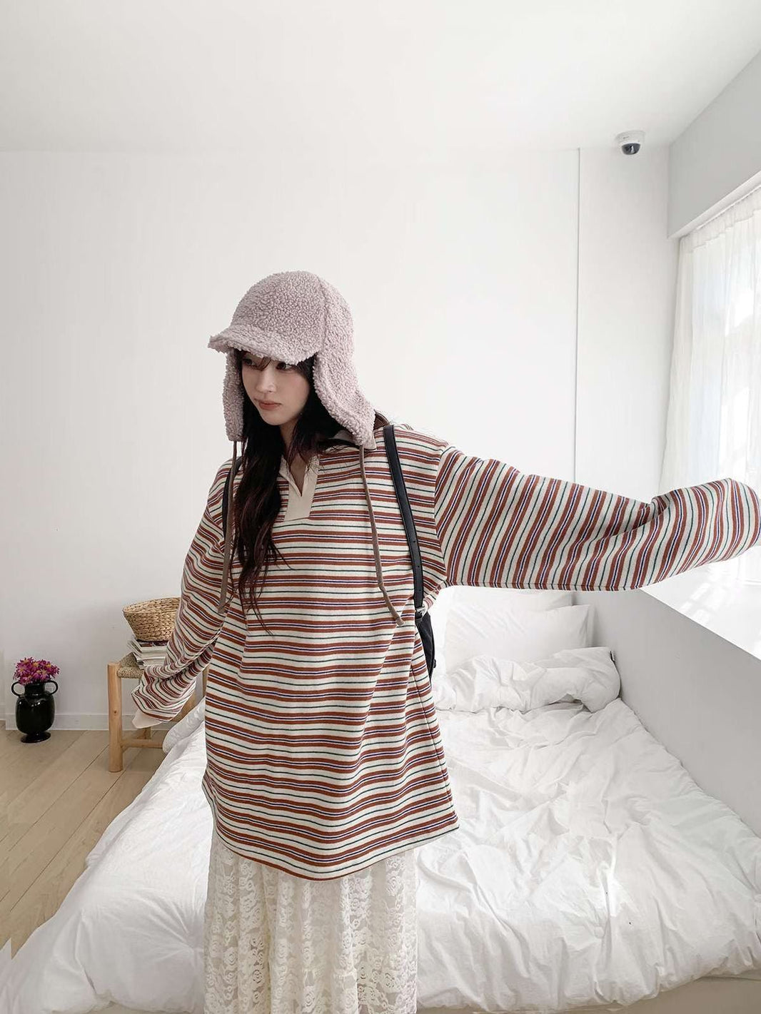 Vintage Stripe Polo Top – Korean Casual Fit - Mykstyle